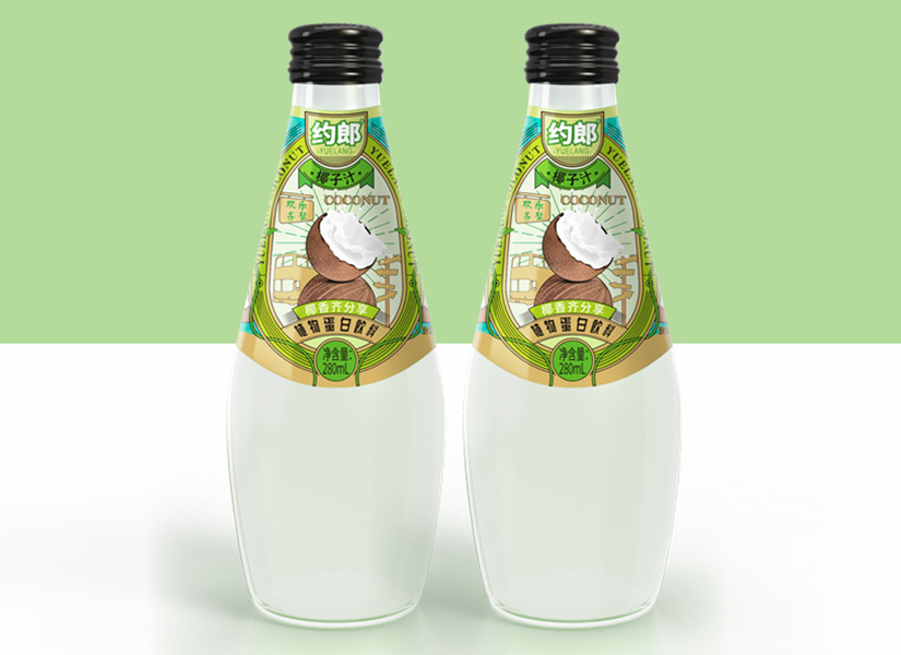 约郎椰子汁植物蛋白饮料，口感丝滑、细腻，让人回味无穷