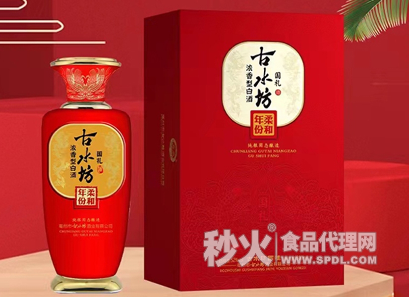 古水坊浓香型白酒，入口醇和，回味悠长