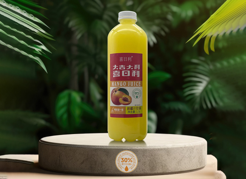 喜日利黃桃汁飲料，清甜不膩，盡享夏日里的清涼與甜蜜