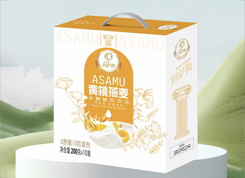 阿萨姆黄桃燕麦发酵酸奶饮品，健康之选，0蔗糖0防腐剂